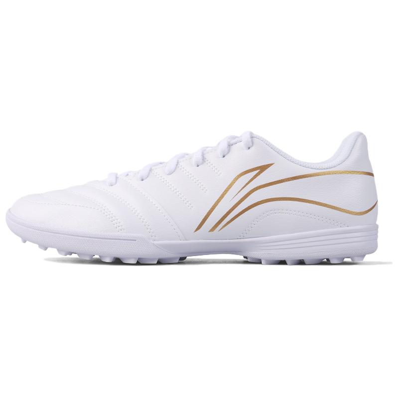 Li Ning Chang Ge Collection TF Turf Artificial Turf Synthetic Leather Soccer Shoes Unisex White Gold