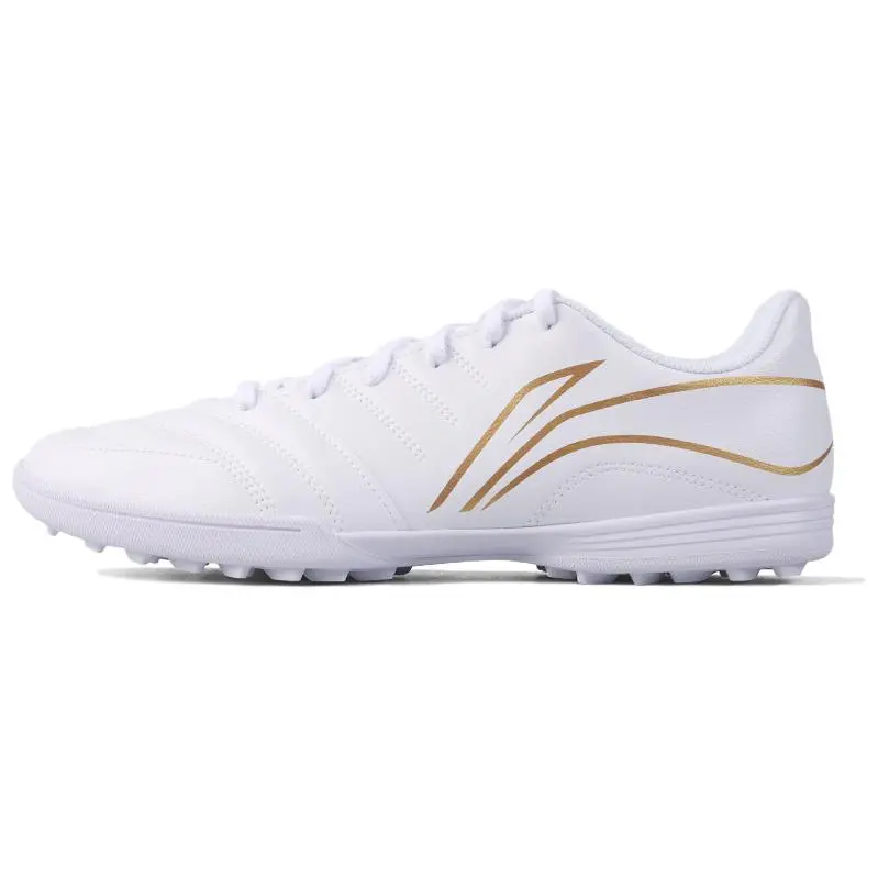 Li Ning Chang Ge Collection TF Turf Artificial Turf Synthetic Leather Soccer Shoes Unisex White Gold