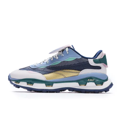FILA KM2 Po Abrasion Resistant Low top Casual Shoes Men's Blue White Gray