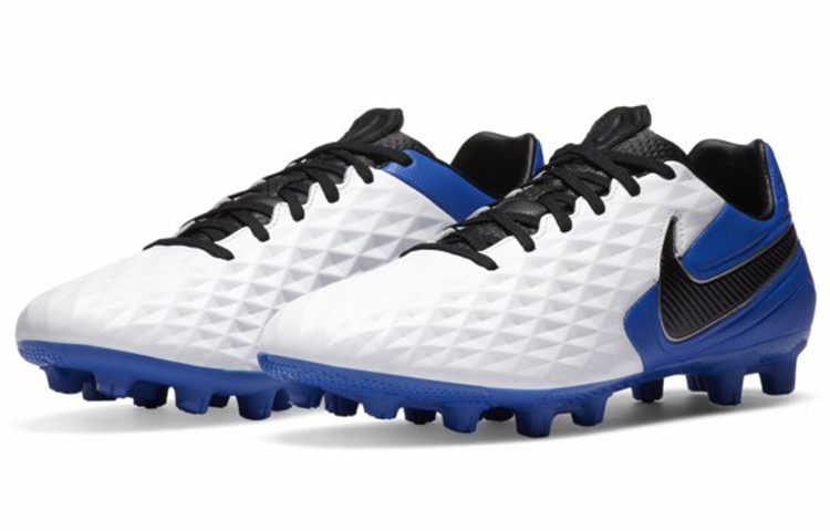 Мужские кроссовки Nike Tiempo Legend 8 HG (белый / синий) — фото 3