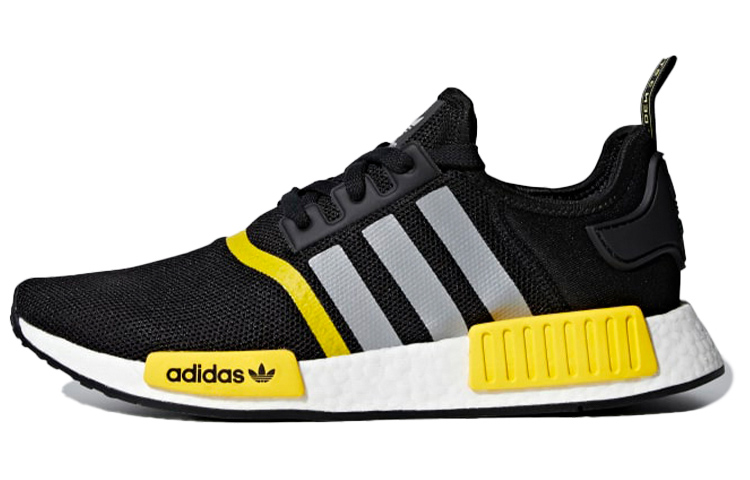 Кроссовки adidas originals NMD_R1 (черно-желто-белые) — фото 1