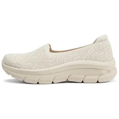 Skechers Modern D'Lux Slip on Unlined Shoes Fabric Cushioning Lightweight Low top Casual Shoes Women's Beige