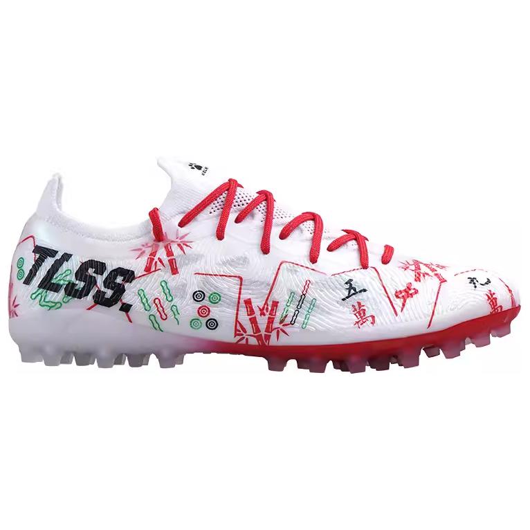 TLSS. x KELME MG Multi Ground Artificial Turf Slip Resistant Abrasion Resistant Soccer Shoes Men’s White Red