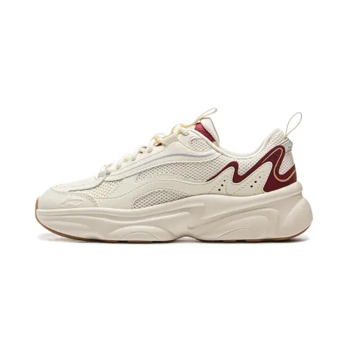 Li Ning Milk Coconut Cushioning Slip Resistant Abrasion Resistant Support Low top Casual Shoes Women's White Red