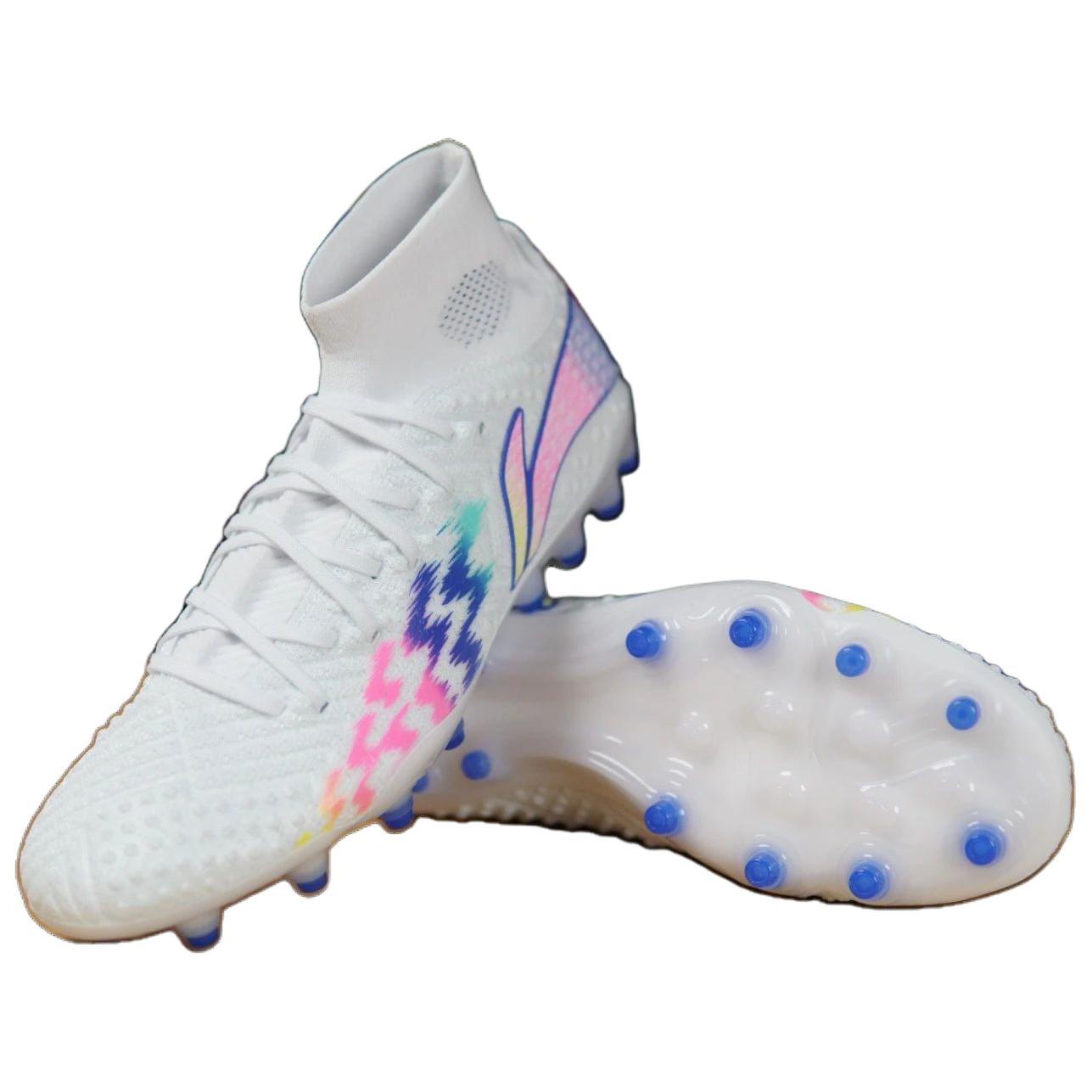 LI NING 1990 MG Multi Ground Cushioning Rebound Soccer Shoes Men’s White