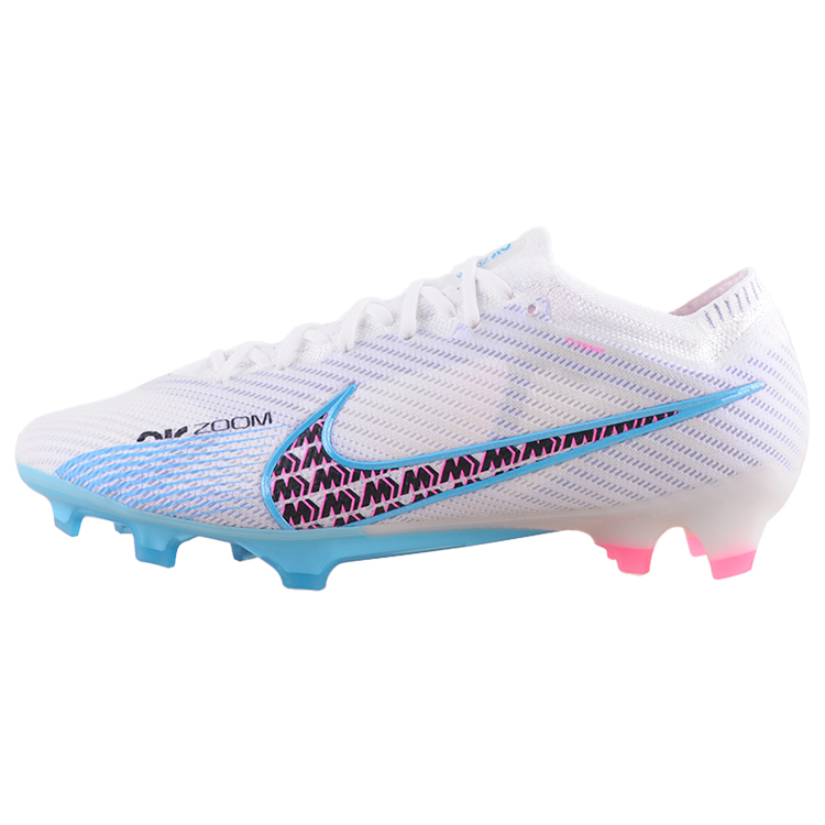 Nike Zoom Vapor 15 round head comfort FG (gel spikes) Natural grass Football shoes Men and women White and blue pink