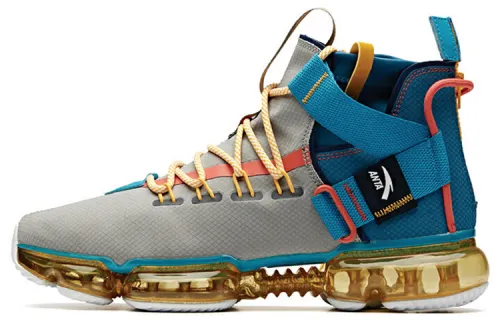 Anta Urban Techwear Mesh Slip Resistant Abrasion Resistant High top Sports Casual Shoes Gray Orange Blue