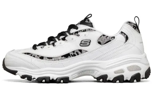 Skechers Mesh, Artificial Leather Low top Casual Shoes Women's White Black