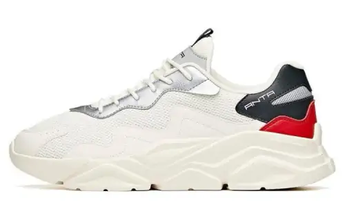 Anta Life Collection Slip Resistant Abrasion Resistant Low top Casual Shoes Men's White Red