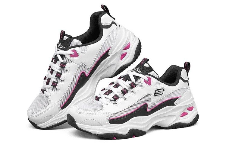 Женские кроссовки Skechers D'LITES 4.0 (бело-черно-розовые) — фото 3