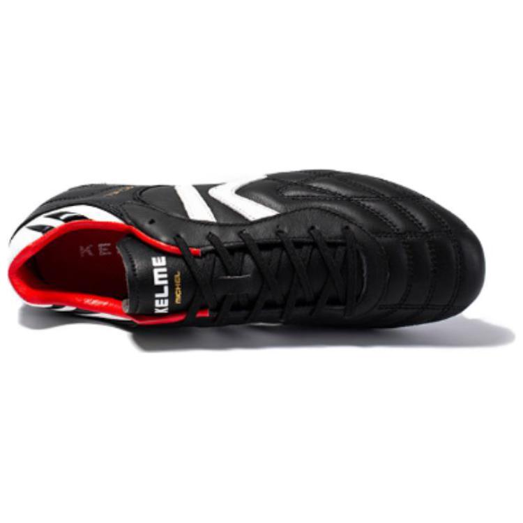 KELME FG Firm Ground Cow Leather, Synthetic Leather Soccer Shoes Men’s Black White