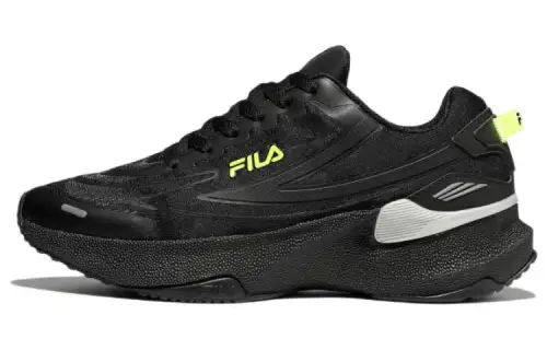 FILA Nre E5 Textile, Leather Cushioning Abrasion Resistant Low top Casual Shoes Unisex Black Korean Style