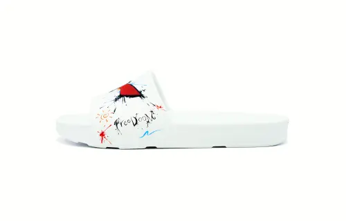 Li Ning EVA Graffiti Slip Resistant, Odor Resistant, Quick Dry Slide Slippers Unisex White Red