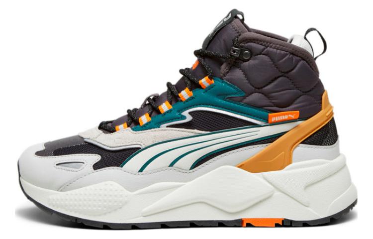 Высокие кроссовки PUMA RS-X PU (бело-черно-зеленые)