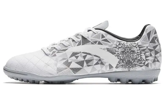 Anta Comfortable TF Turf Artificial Turf Abrasion Resistant Soccer Shoes Men's Gray White