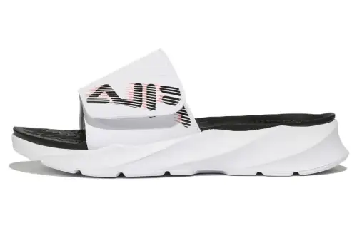 FILA Slip Resistant Abrasion Resistant Rubber Sole Slide Slippers Unisex White Black Korean Style