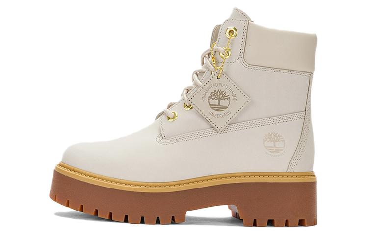 Женские ботинки Timberland круглый носок (- экрю)