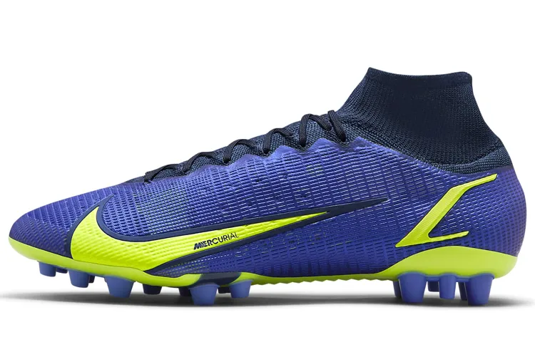 Nike Mercurial Superfly 8 AG Artificial Ground Slip Resistant Abrasion Resistant Coverage Soccer Shoes Men's Blue