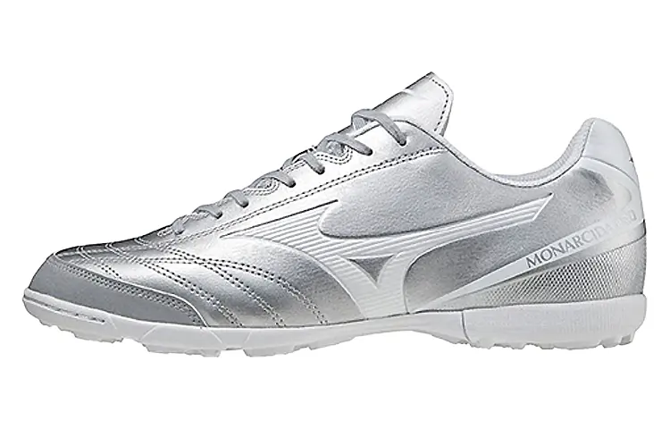Mizuno TF Turf Artificial Leather Cushioning Abrasion Resistant Breathable Soccer Shoes Unisex Silver