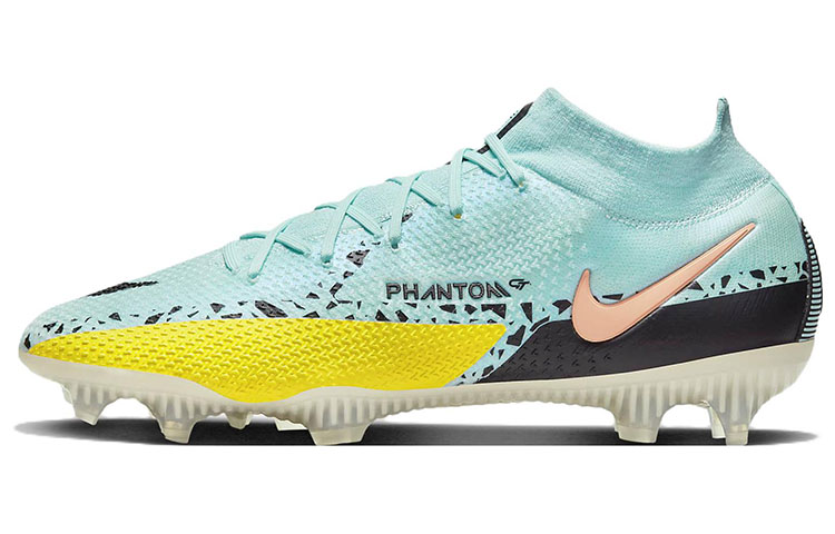 Nike Phantom GT2 2 Dynamic Fit Elite FG (glue spikes) shock-absorbing, non-slip and wear-resistant football shoes, men's blue and yellow