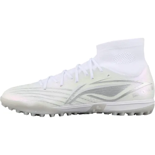 Li Ning TF Turf Artificial Turf Cushioning Slip Resistant Cushioning Slip Resistant Soccer Shoes Men's White Silver