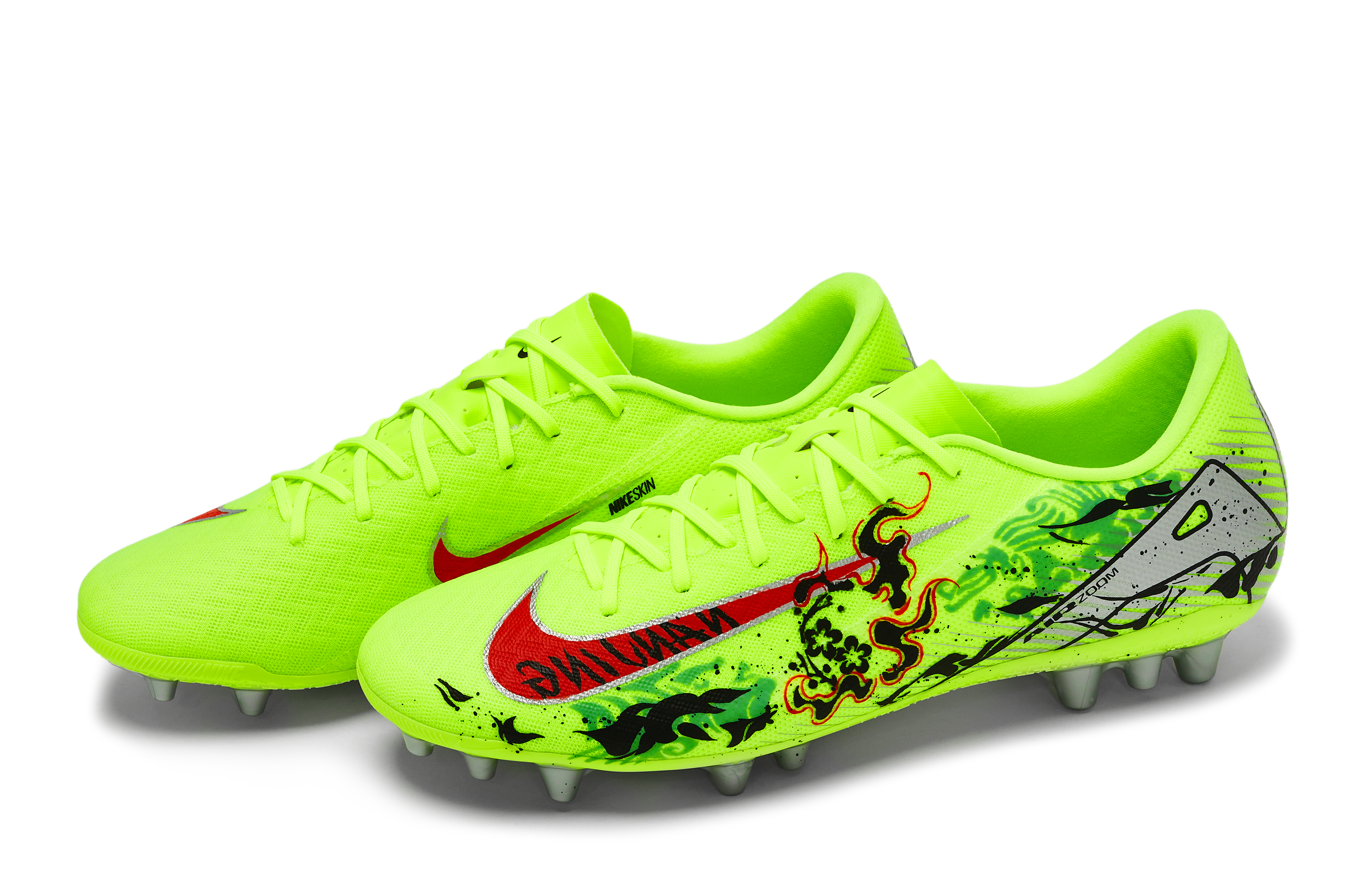 Nike Mercurial Vapor 16 Abrasion Resistant Abrasion Resistant Soccer Shoes Unisex Black Red Green Silver