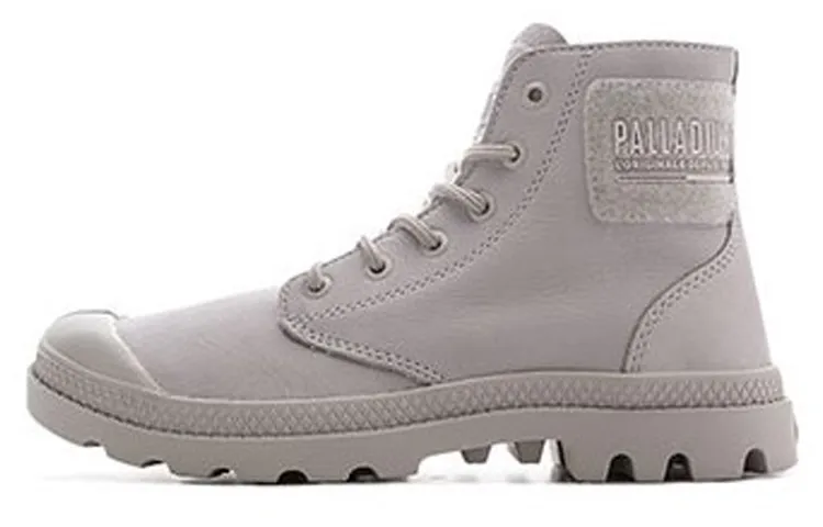 Palladium Pampa Hi Tc Lth 2.0 Top Grain Cow Leather Short Combat Boots Women's Gray