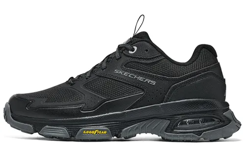Skechers Leather Cushioning Lightweight Low top Casual Shoes Men's Black