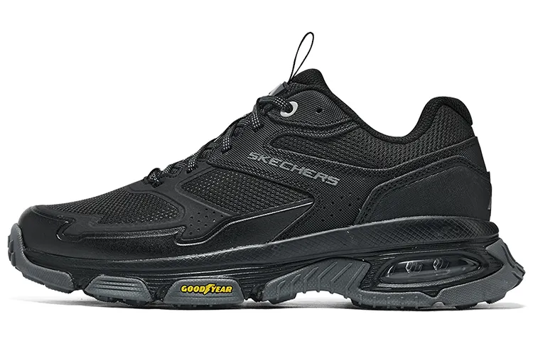 Skechers Leather Cushioning Lightweight Low top Casual Shoes Men's Black