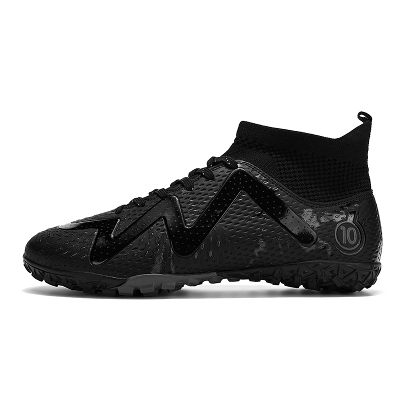 SHUANGDING Soccer Shoes Unisex High Top Black