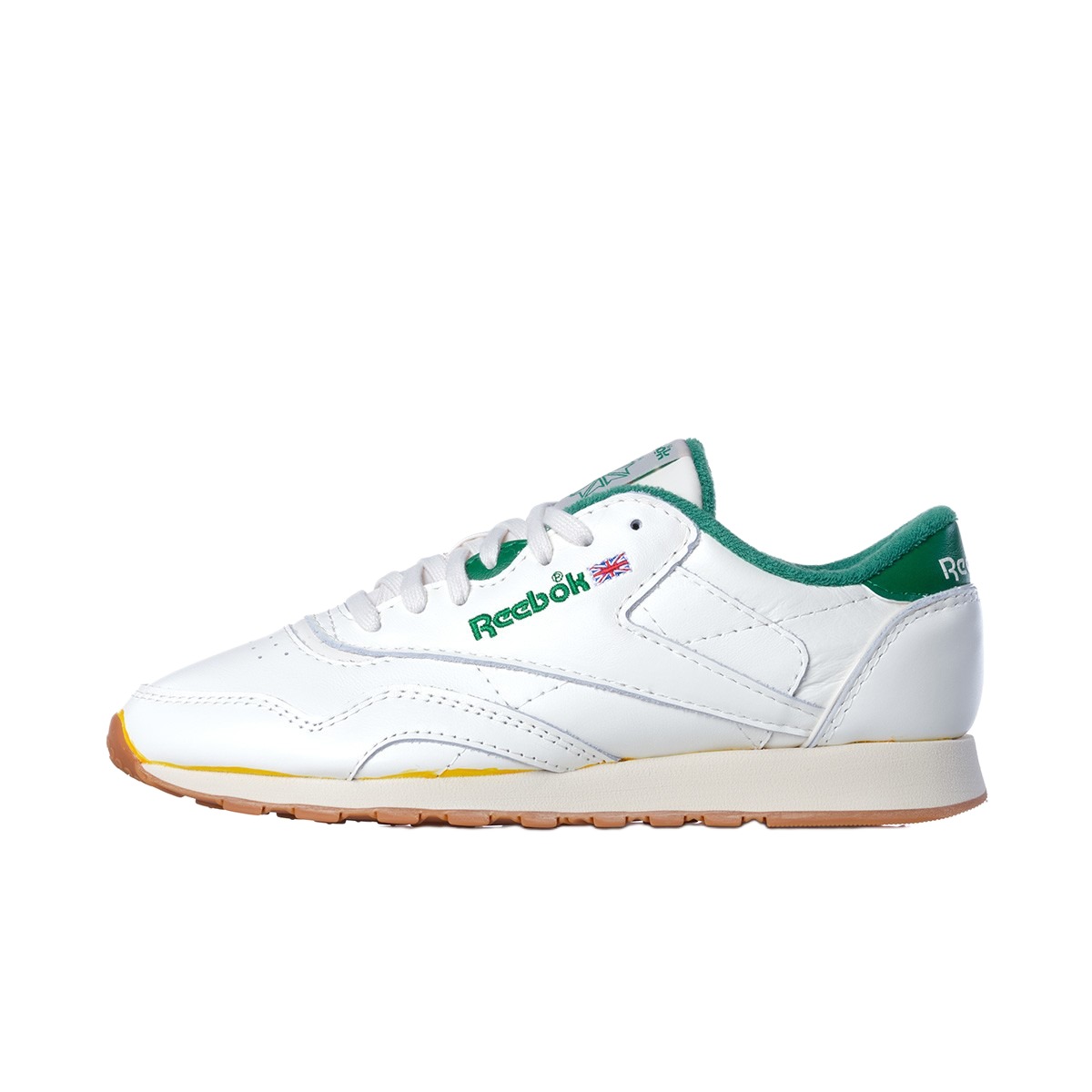 Мужские кроссовки Reebok Classic Leather (бело-зеленые)