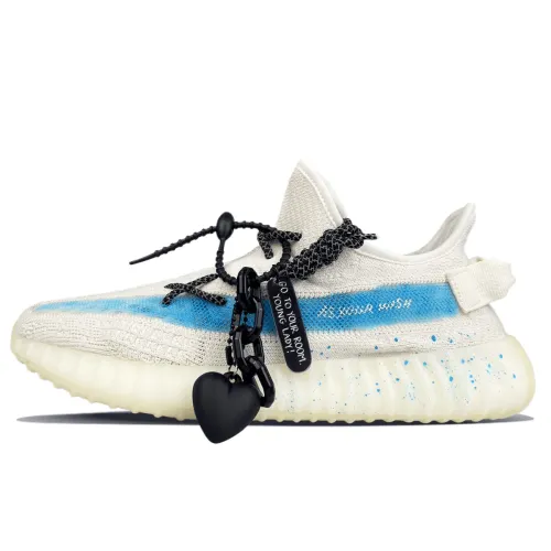 Adidas Originals Yeezy Boost 350 V2 Slip Resistant And Breathable Low top Casual Shoes Unisex White Blue