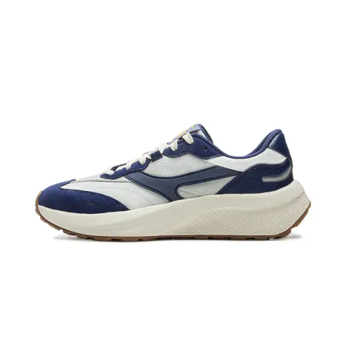 Li Ning Cushioning Slip Resistant Abrasion Resistant Support Low top Casual Shoes Men's Gray Blue