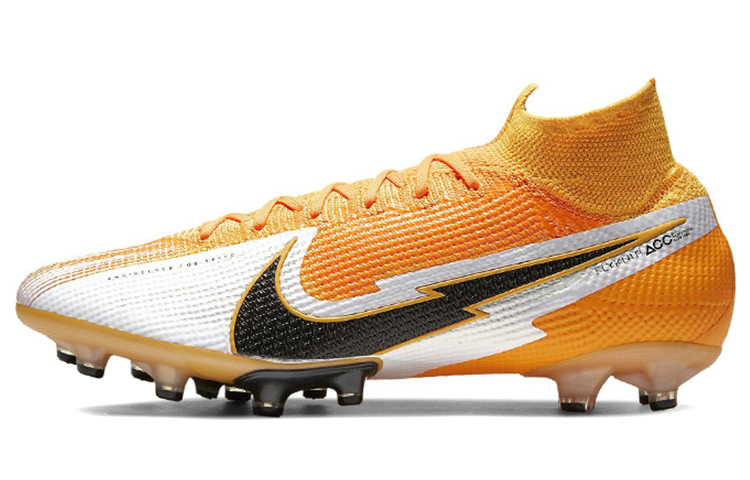 Nike Mercurial Superfly 7 Elite Trendy AG (Glue Short Nails) Artificial Grass Shock Absorbing Anti-Slip Wear Resistant Wrapped Support Balanced Impact Resistant Football Shoes Men and Women Same Style White Orange