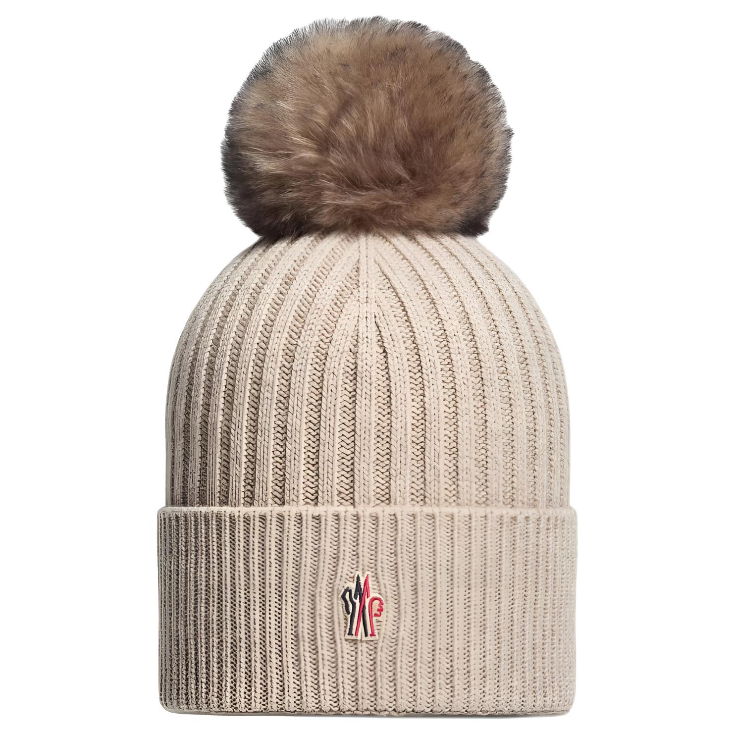 Женская шапка Moncler Grenoble (бежевая)
