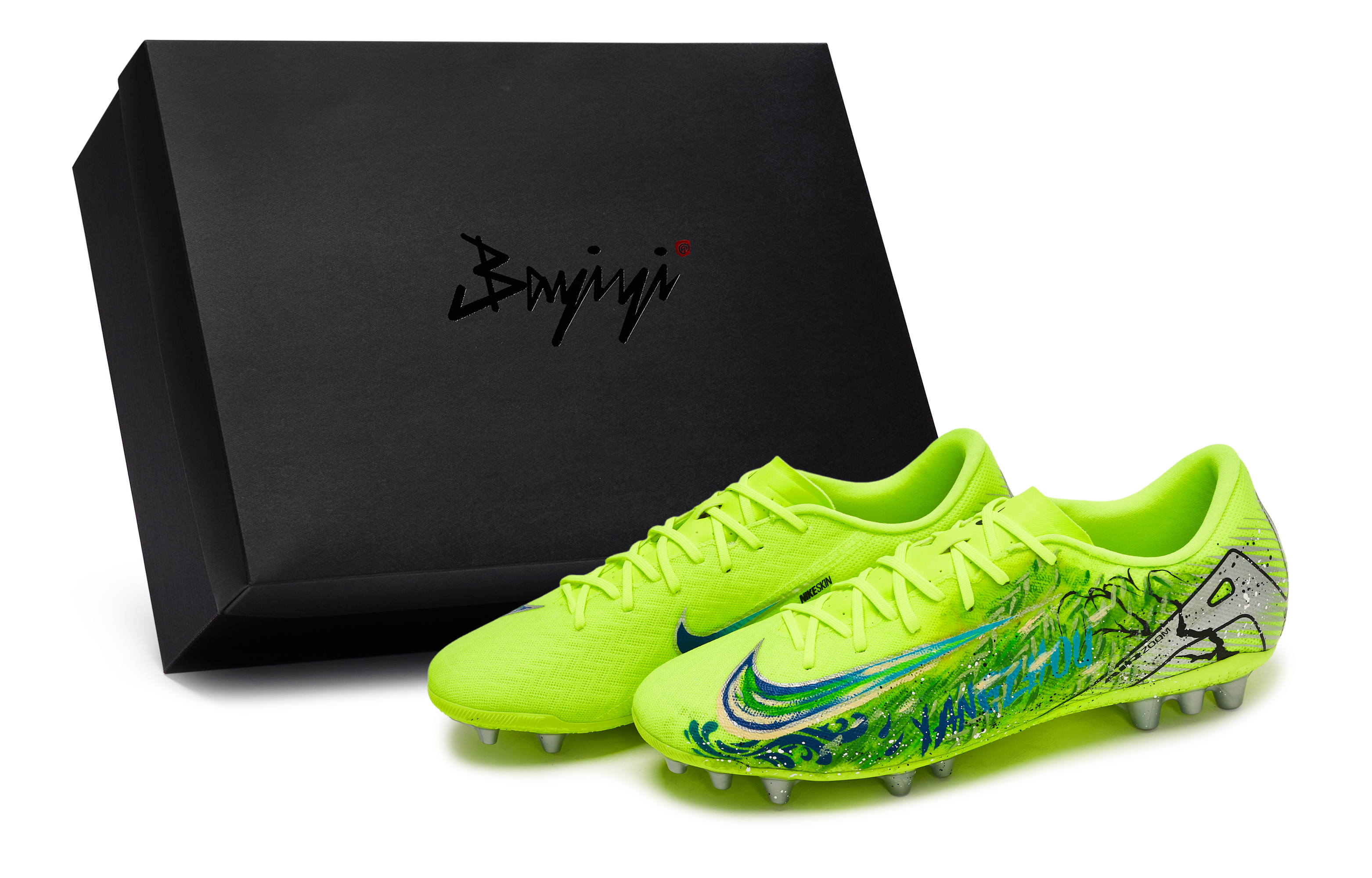 Nike Court Zoom Vapor Abrasion Resistant Abrasion Resistant Soccer Shoes Unisex Blue Green Silver