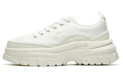 FILA Lava Canvas Abrasion Resistant Height Increasing Slip Resistant Low top Casual Shoes Women's Milk White