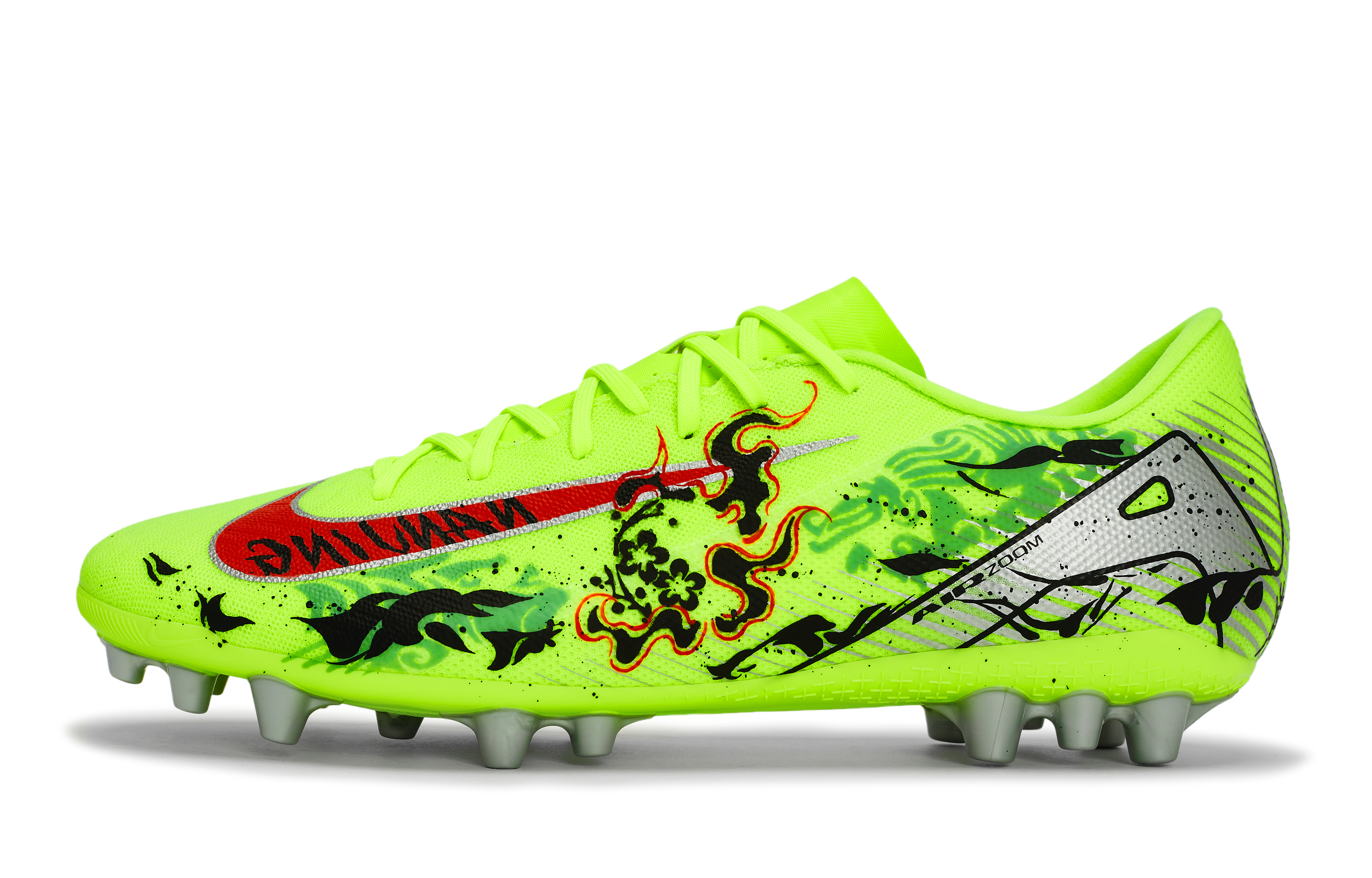 Nike Mercurial Vapor 16 Abrasion Resistant Abrasion Resistant Soccer Shoes Unisex Black Red Green Silver