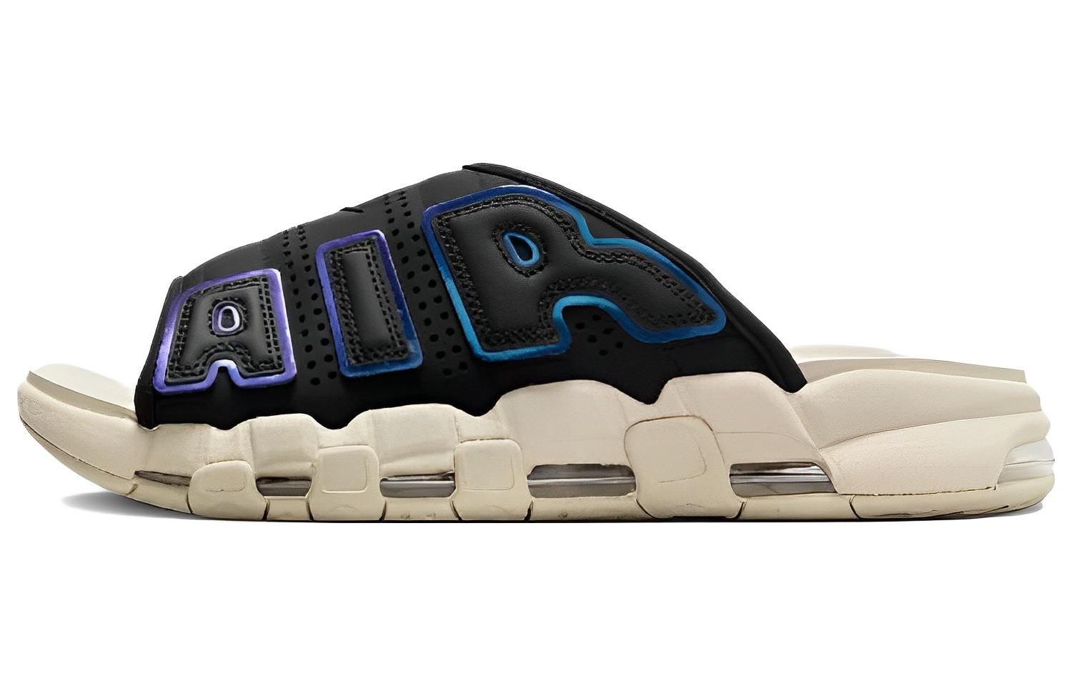 Мужские шлепанцы Nike Air More Uptempo Slide "Iridescent" (черно-белые)