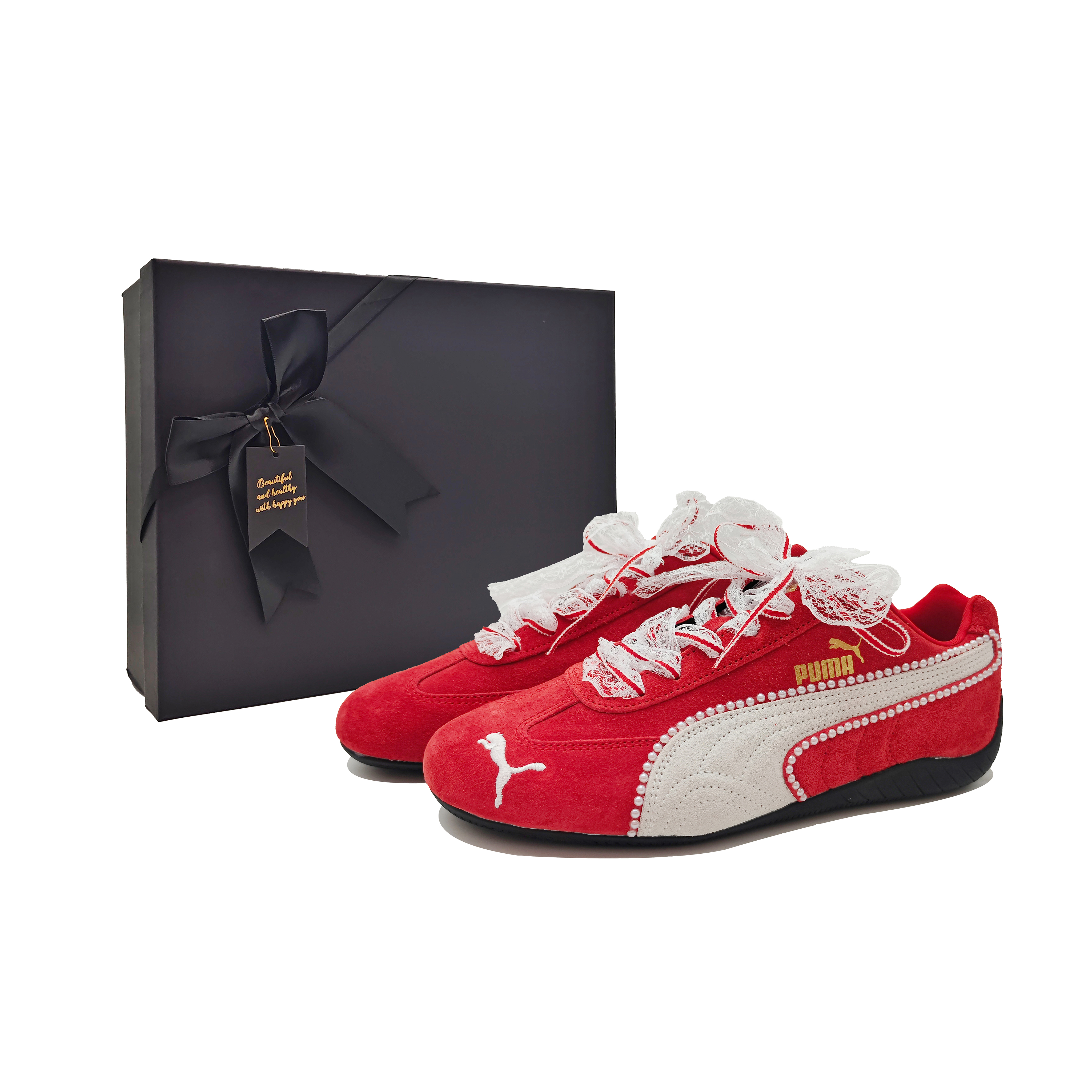 PUMA Speedcat Abrasion Resistant Low top Casual Shoes Unisex Flame Red