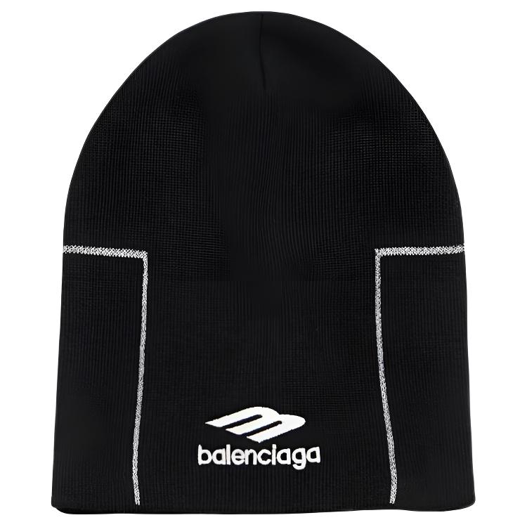Мужская шапка Balenciaga 3b Sports Icon Beanie (черно-белая)