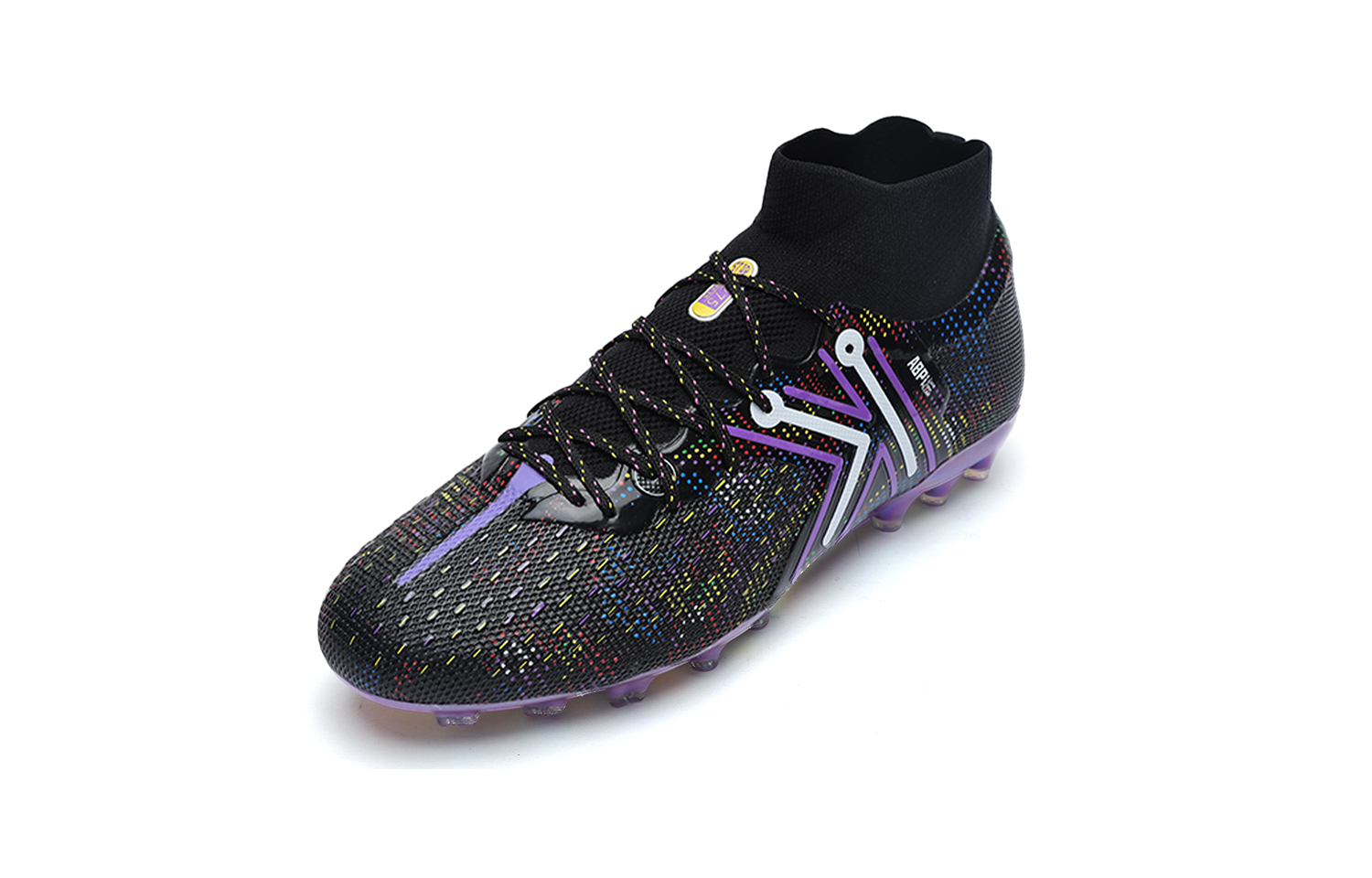 KELME Quick Spark 5.0 MG Multi Ground Abrasion Resistant Support Rebound Soccer Shoes Unisex Black Purple