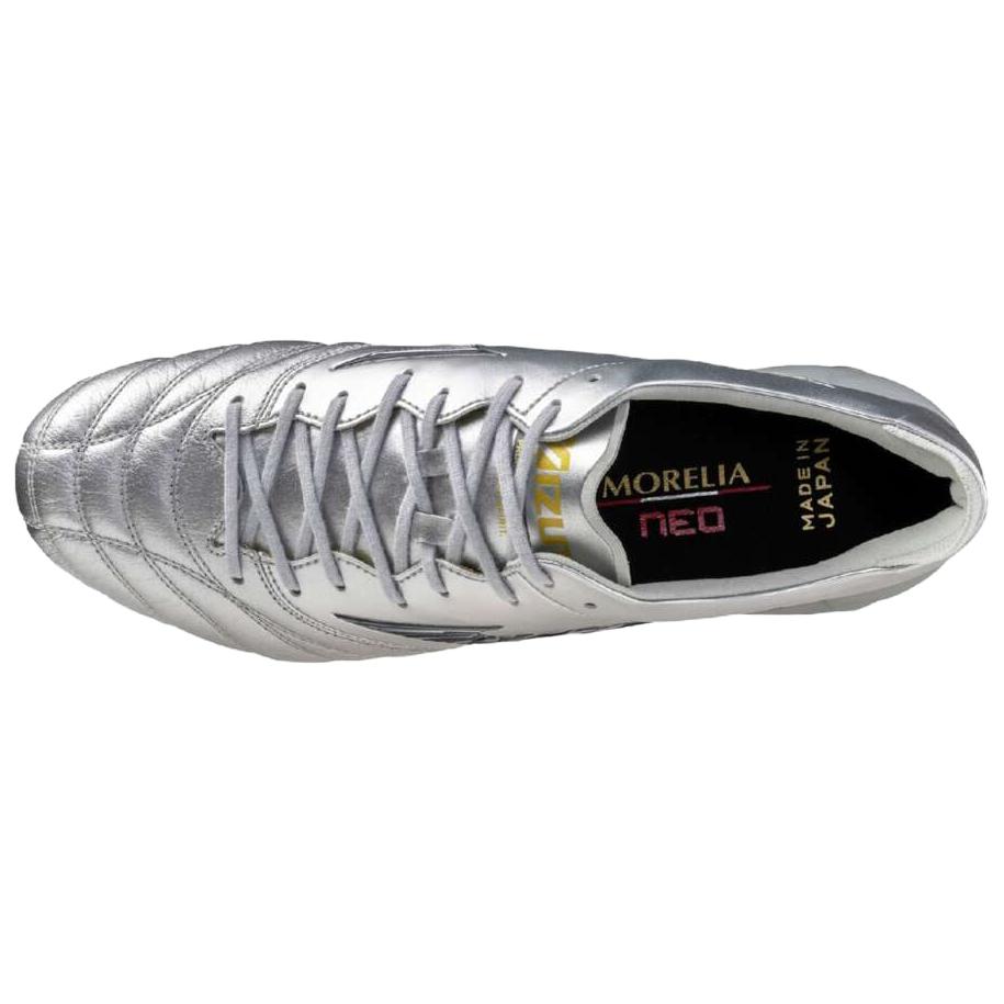 Mizuno Morelia Neo 4 Soft And Comfortable Slip Resistant Abrasion Resistant Soccer Shoes Unisex Silver