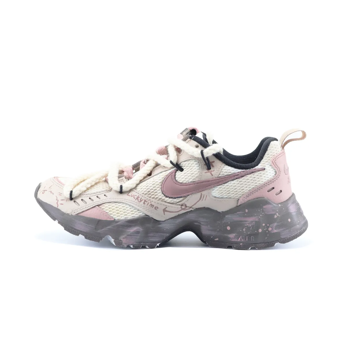 Nike Air Heights Berry Tea Bubbles Fabric Low top Casual Shoes Women's Dusty Pink