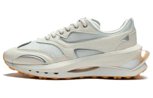 Li Ning Square Round 92Premium Cushioning Abrasion Resistant Cushioning, Wear Resistant Low top Casual Shoes Men's Ecru
