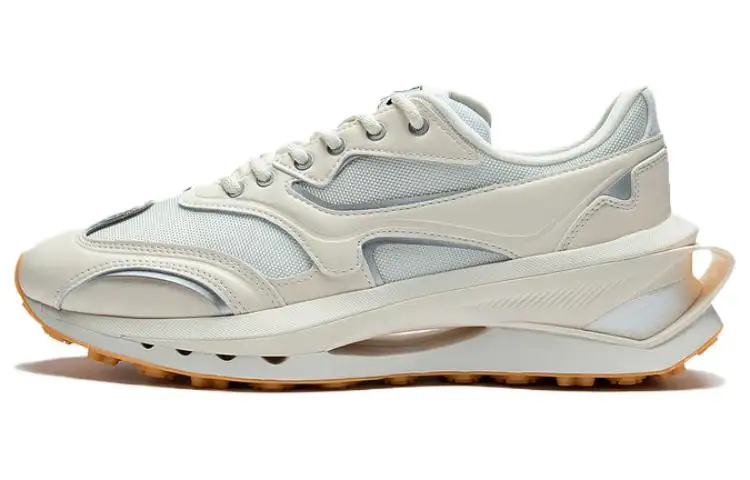 Li Ning Square Round 92Premium Cushioning Abrasion Resistant Cushioning, Wear Resistant Low top Casual Shoes Men's Ecru