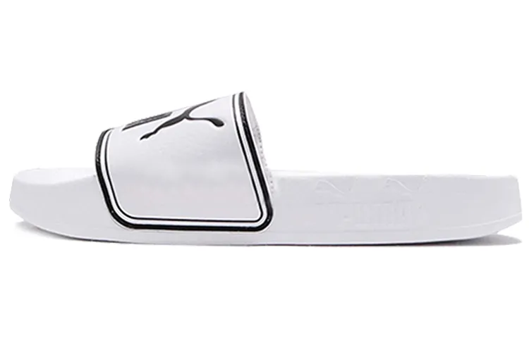 PUMA Leadcat Leather Patchwork Slip Resistant Slip Resistant Slide Slippers Unisex White Black