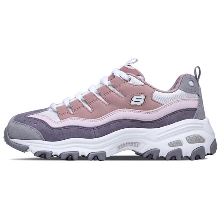 Skechers DLITES Abrasion Resistant Breathable Low top Casual Shoes Women's Pink Gray White