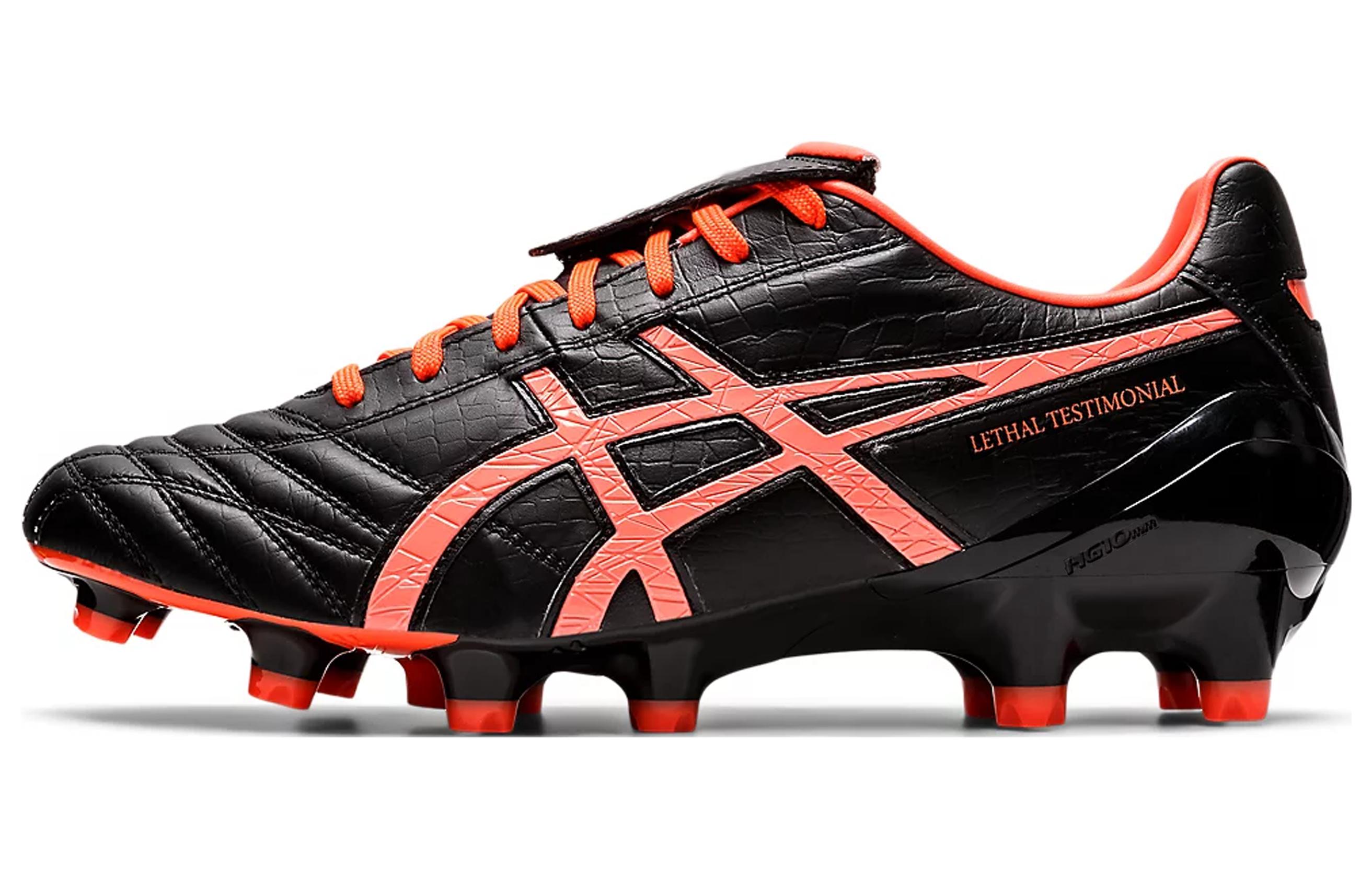 Asics Gel Lethal Testimonial 4 IT Abrasion Resistant Breathable Soccer Shoes Black Orange