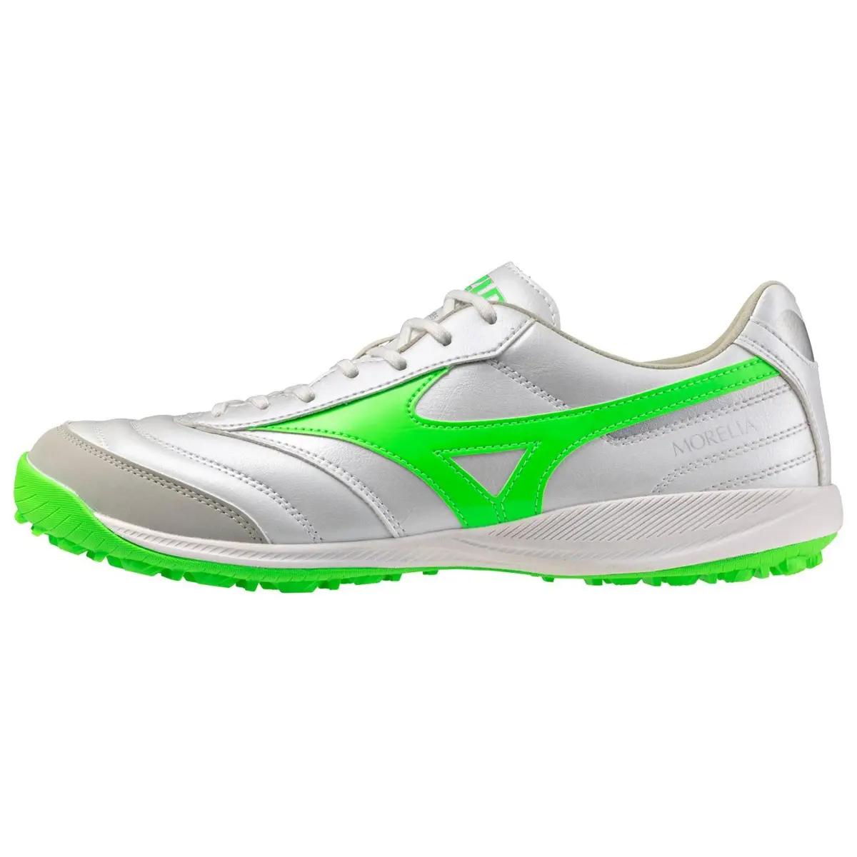 Mizuno TF Turf PU Synthetic Leather Soccer Shoes Unisex Silver Green
